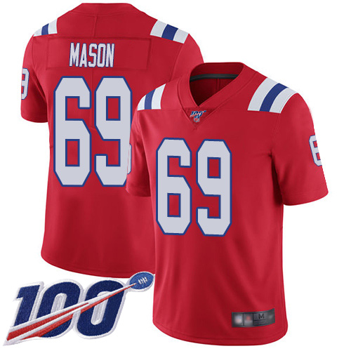 New England Patriots Football 69 Vapor Untouchable 100th Season Limited Red Men Shaq Mason Alternate NFL Jersey